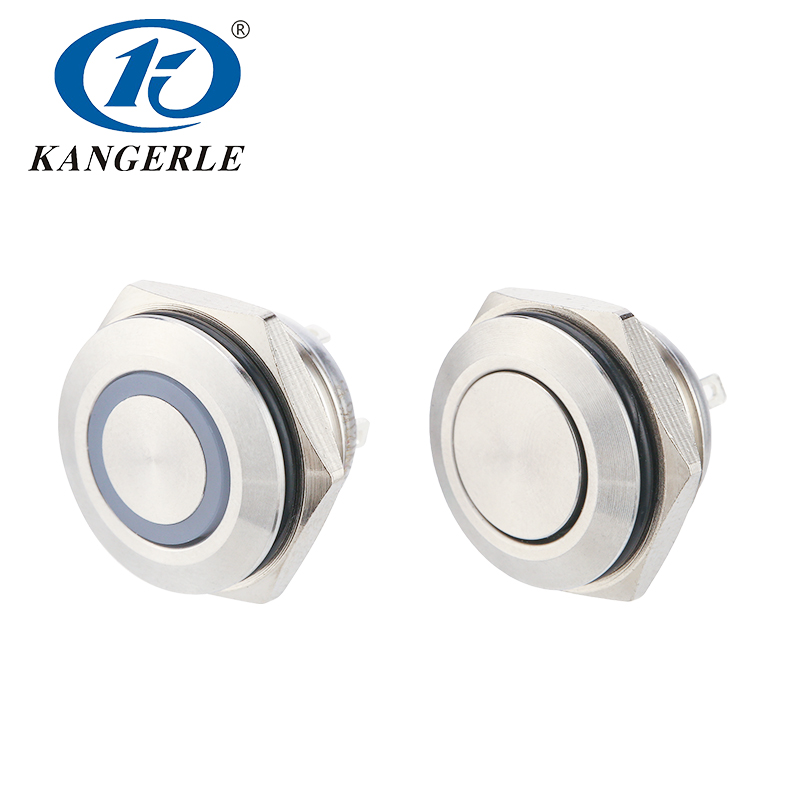 16MM金屬按鈕薄款帶LED燈小型自復位自鎖開關